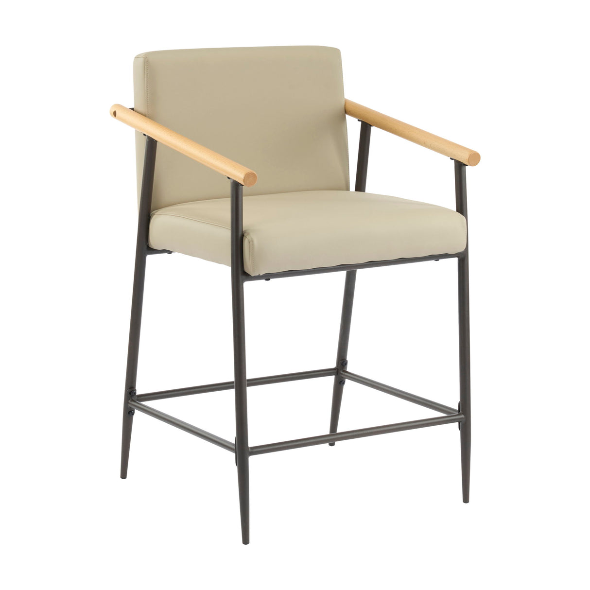Counter Stool Set With Espresso Metal Frame - Khaki