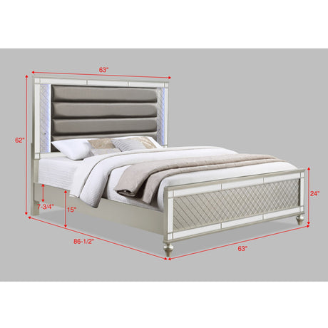 Modern Panel Bed Wit Tufted Design And Integrated LED Lighting