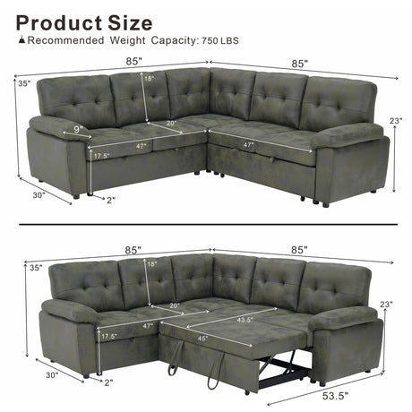 Convertible Sectional Sofa Bed & Pull Out Sleeper And Storage