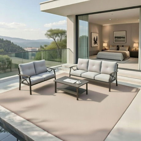 Patio Furniture Set With Coffee Table And Cushions For Backyard