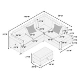 Modern Style Sectional Set With USB Port, Storage Ottoman