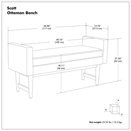 Scott - Upholstered Ottoman Bench