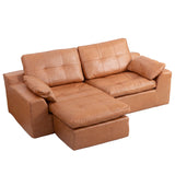 L - Shaped Modular 2 Seater Sofa With Movable Ottoman And High Density Sponge Cushions For Living Room