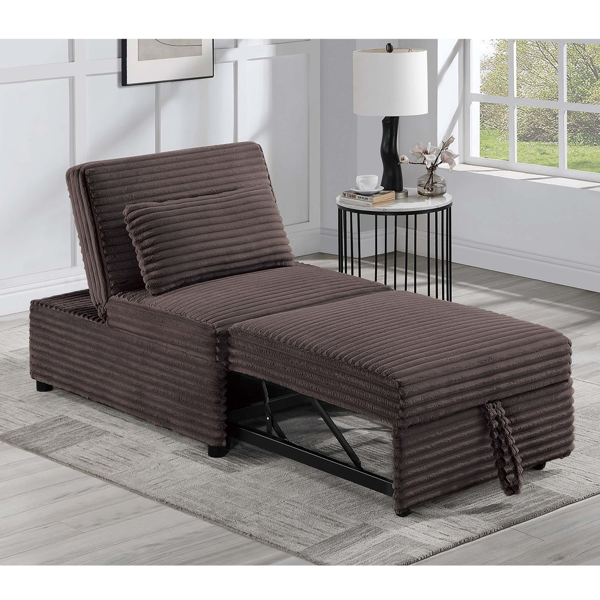 Sleeper Sofa Chair With Plush Cushion And Pull Out Bed Convertible Couch With Matching Pillow - Chocolate
