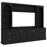 Arched Entertainment Center Wall Unit With Drawers, TV Stand