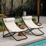 Outdoor Folding Chair With Adjustable Backrest (Set of 2)
