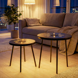 Solar Powered Side Table With LED Light, Outdoor / Indoor - Black
