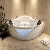 Xavier - Double Corner Massage Bathtub, Equipped With Gfci Plug And Ul Certified Water Pump, Upc Certified Drain - Milk White