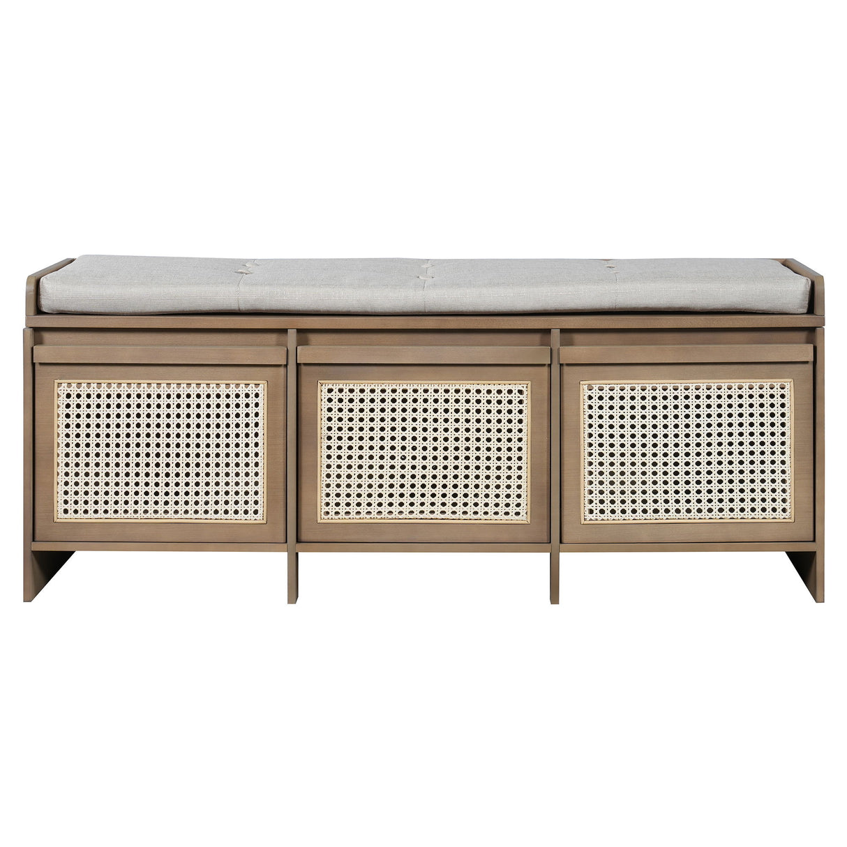 Entryway Shoe Bench With Drawers & Button Tufted Cushion