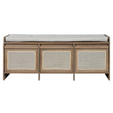 Entryway Shoe Bench With Drawers & Button Tufted Cushion