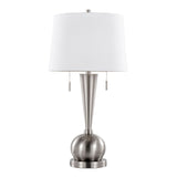 Jules - Contemporary Table Lamp Built In USB Port (Set of 2) - Nickel / White