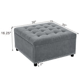 Square Tufted Storage Ottoman With Nailhead Trim