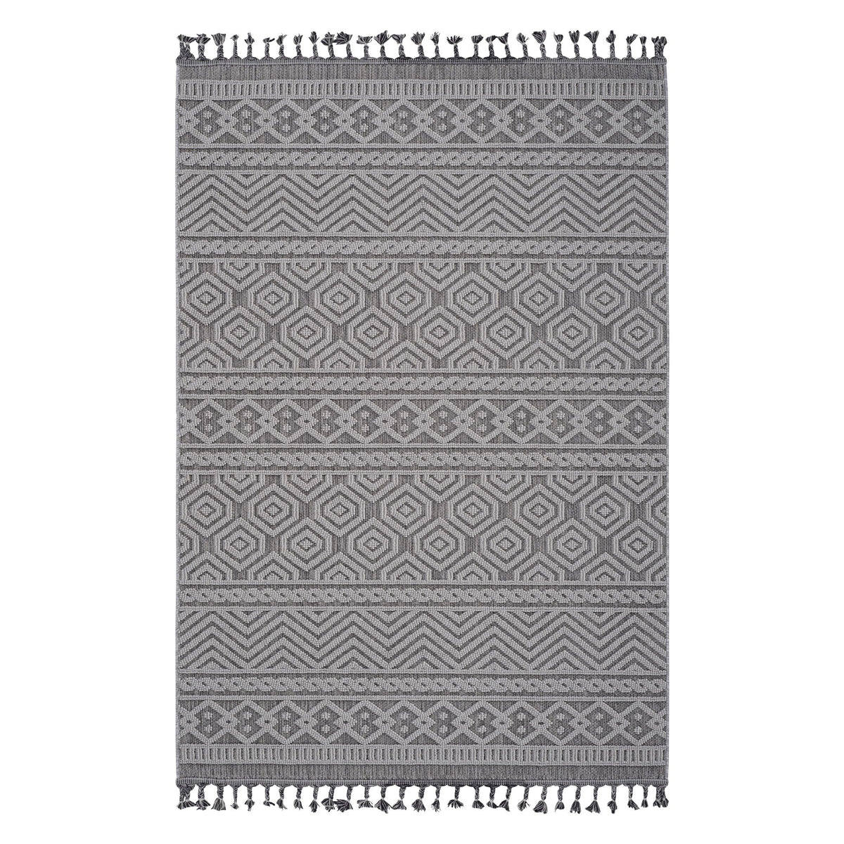 Guros - 6' X 9' Geometric Indoor / Outdoor Area Rug - Gray / White