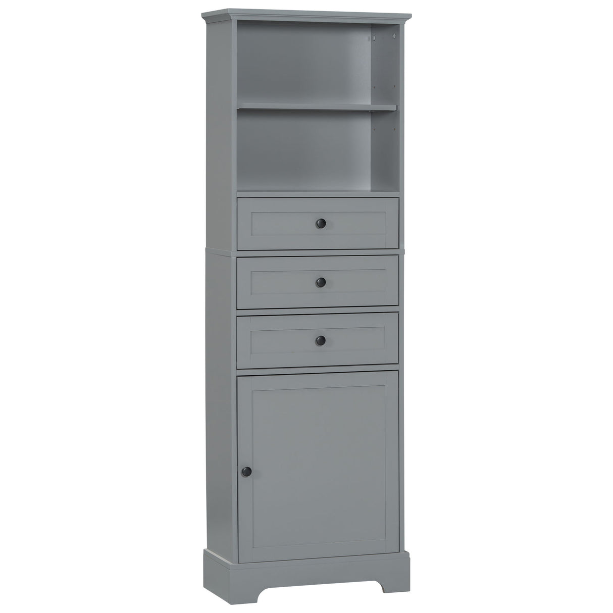 Tall Storage Cabinet With 3 Drawers And Adjustable Shelves For Bathroom