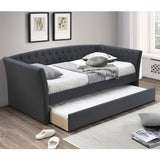 Daybed With Trundle Button Tufted Slat Included - Charcoal