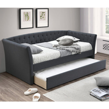 Daybed With Trundle Button Tufted Slat Included - Charcoal