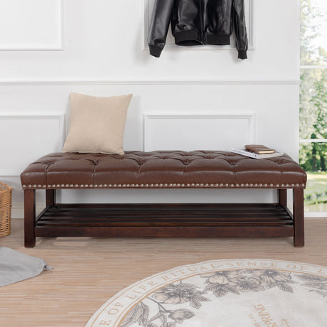 Bedroom End Of Bed Bench Tufted Upholstered End Of Bed Bench End Of Bed Entrance Shoe Bench With Nailhead Trim And Shelf Bedroom Upholstered Bench Living Room Shoe Rack Footstool