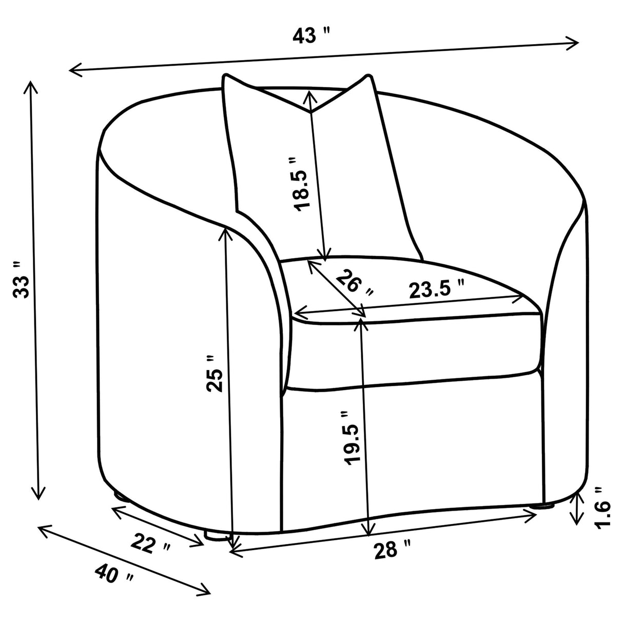 Rory - Sloped Arms Chair With Pillow - White