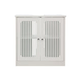 Louvered Double Door Floor Standing Bathroom Vanity Cabinet With Adjustable Shelf - White