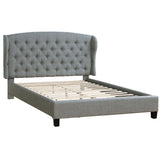 Bed With Adjustable Button Tufted Headboard