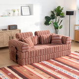 Convertible Sleeper Sofa Bed With High Density Compressed Sponge For Living Room - Red Striped