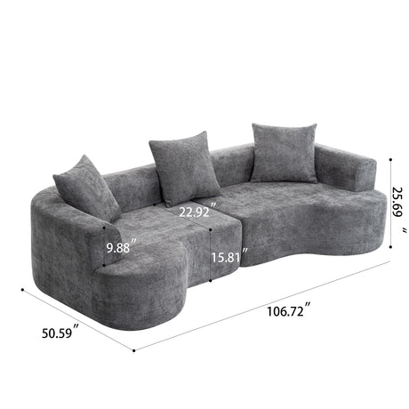 Modern Style Ultra Smooth Curved Sofa With 3 Pillows