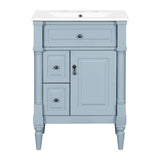 Freestanding Bathroom Vanity With Sink, Adjustable Shelf & Flip Drawer