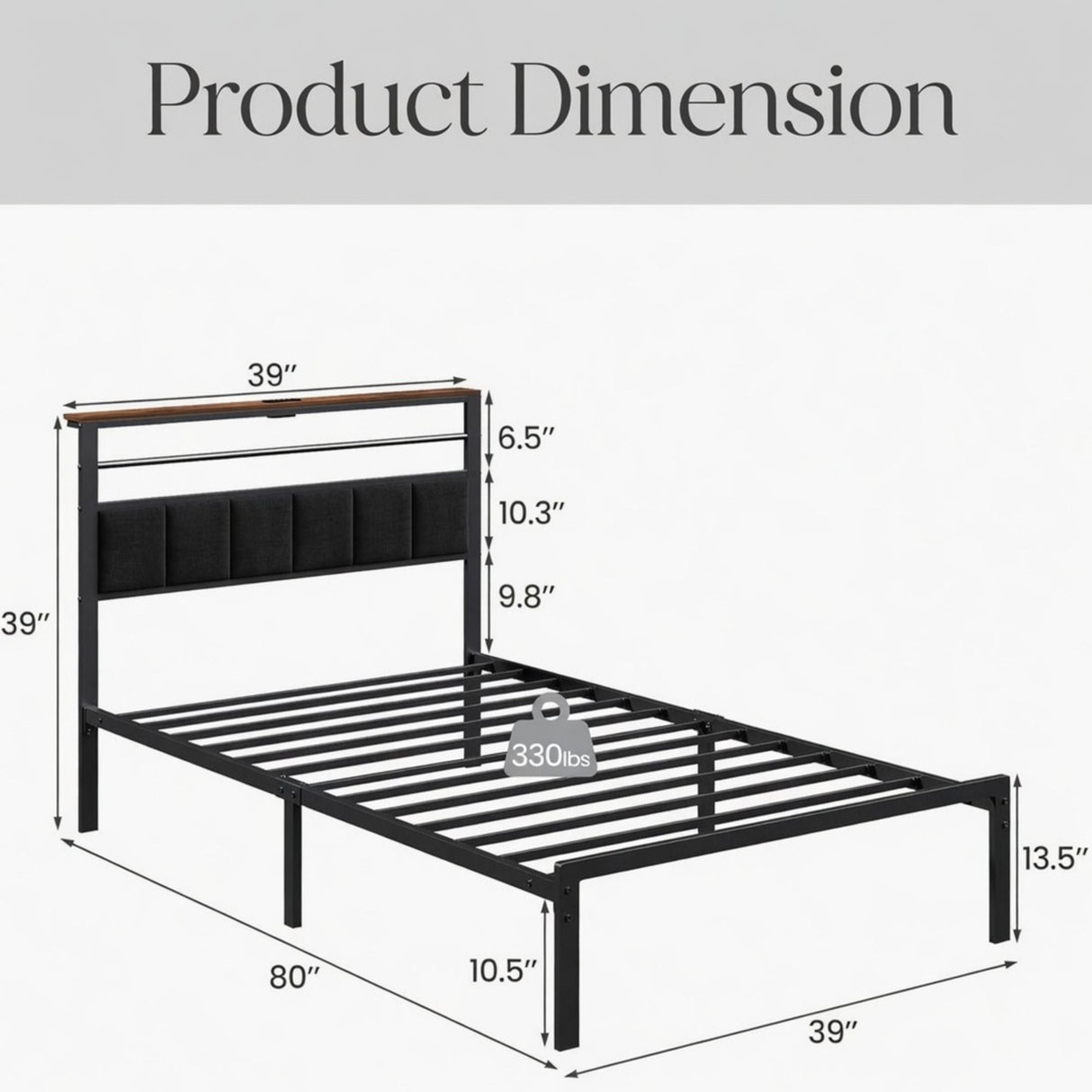 Platform Bed Frame With Charging Station & Headboard Storage