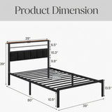 Platform Bed Frame With Charging Station & Headboard Storage