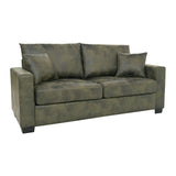 2 Seater Sofa, 2 Throw Pillows For Living Room - Olive Green