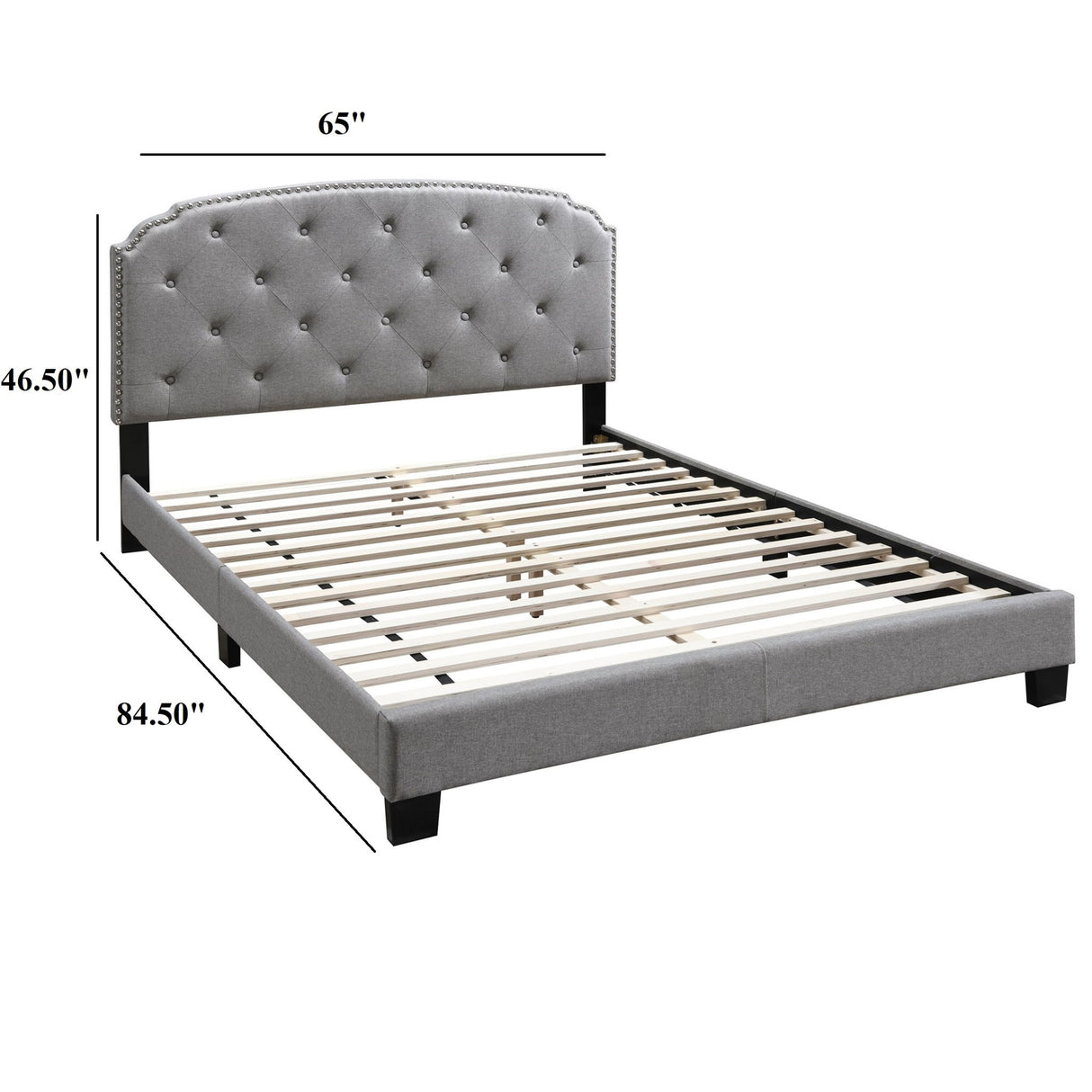 Button Tufted Bed With Nailhead Trim
