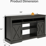 Farmhouse TV Stand With Sliding Barn Doors & Adjustable Storage