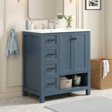 Bathroom Vanity With Sink Top, Bathroom Vanity Cabinet With 2 Doors And 2 Drawers, Open Shelf
