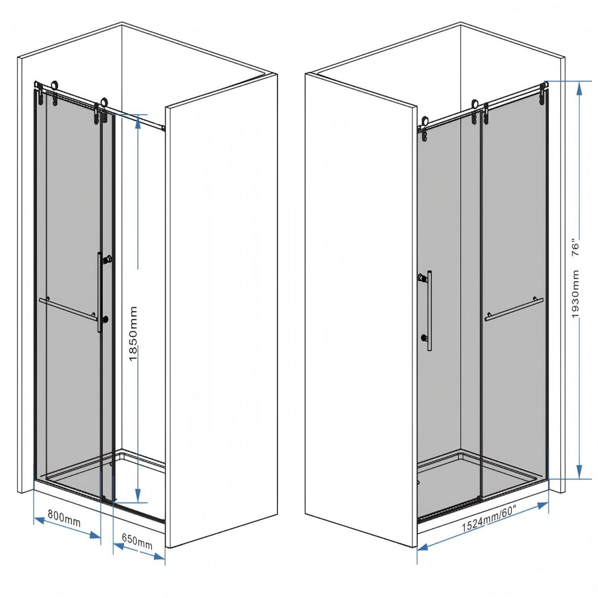 Frameless Sliding Bathtub Door With Frame