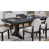 7 Piece Dining Set, Table And 6 Side Chairs, Table With Trestle Base - Black / Charcoal / White