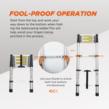 Telescopic Extension Ladder, Folding Portable Multi Purpose For Indoor Outdoor Work - Black
