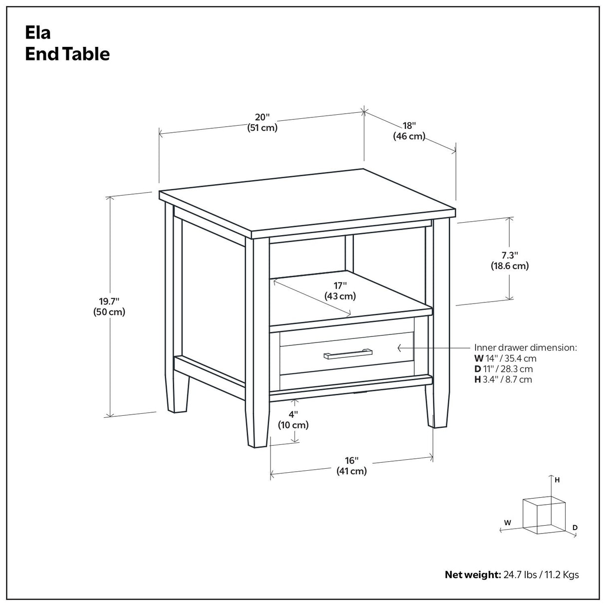 Ela - End Table - Brown