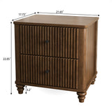 Fluted Nightstand With 3 Drawers