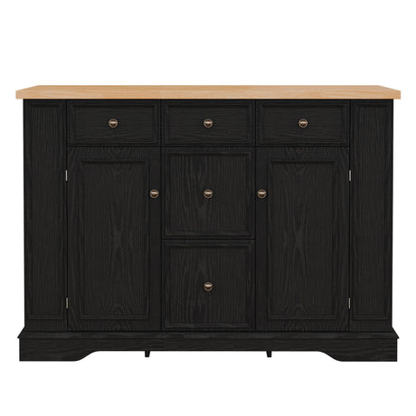 Sideboard Buffet Cabinet With 5 Drawers, 2 Cabinets, Adjustable Shelves