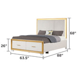 Obsession - Queen Size Bed With LED Headboard And Footboard Storage Drawer - White