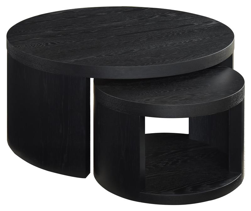 Sweeney 2-piece Round Wood Occasional Nesting Table Set Black - 722820