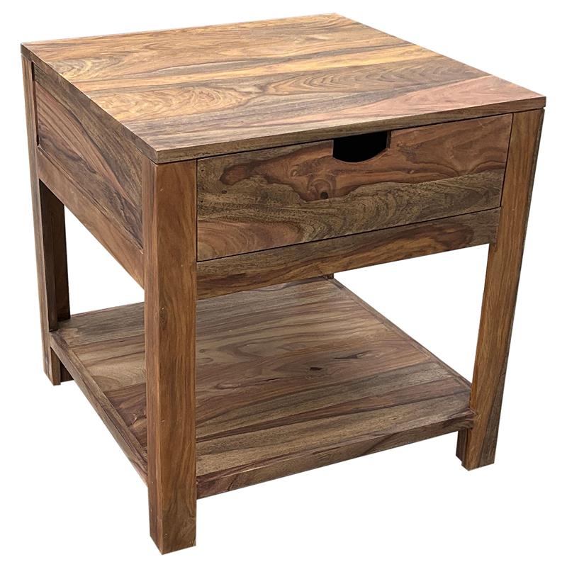Esther 1-drawer Solid Wood Side End Table Natural Sheesham - 723887