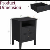 Fluted Nightstand With 2 Drawers