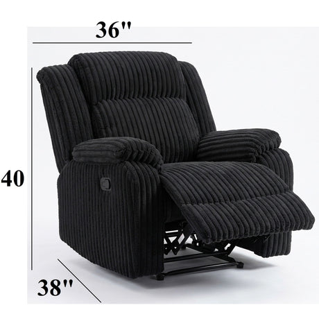 Motion Recliner Chair With Plush Armrests For Living Room, Soft Seat - Black