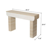 Entryway Table With 2 Hidden Handle Drawers For Entrance - Beige / Yellow