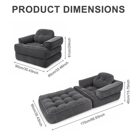 Convertible 2 In 1 Armrest Sofa For Bedroom