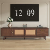 TV Stand For 80" TVs With Sliding Doors And Drawers, Accent Storage Unit - Dark Brown