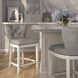 Upholstered Swivel Stool With Back
