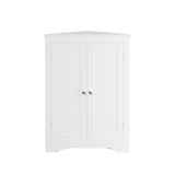 Corner Cabinet With 2 Doors And Adjustable Shelves, Freestanding Narrow Storage Organizer For Bathroom - White