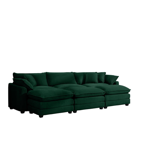 Modern Modular Cushion Sofa With Ottoman, Low Back, Deep Seating Sofa Set